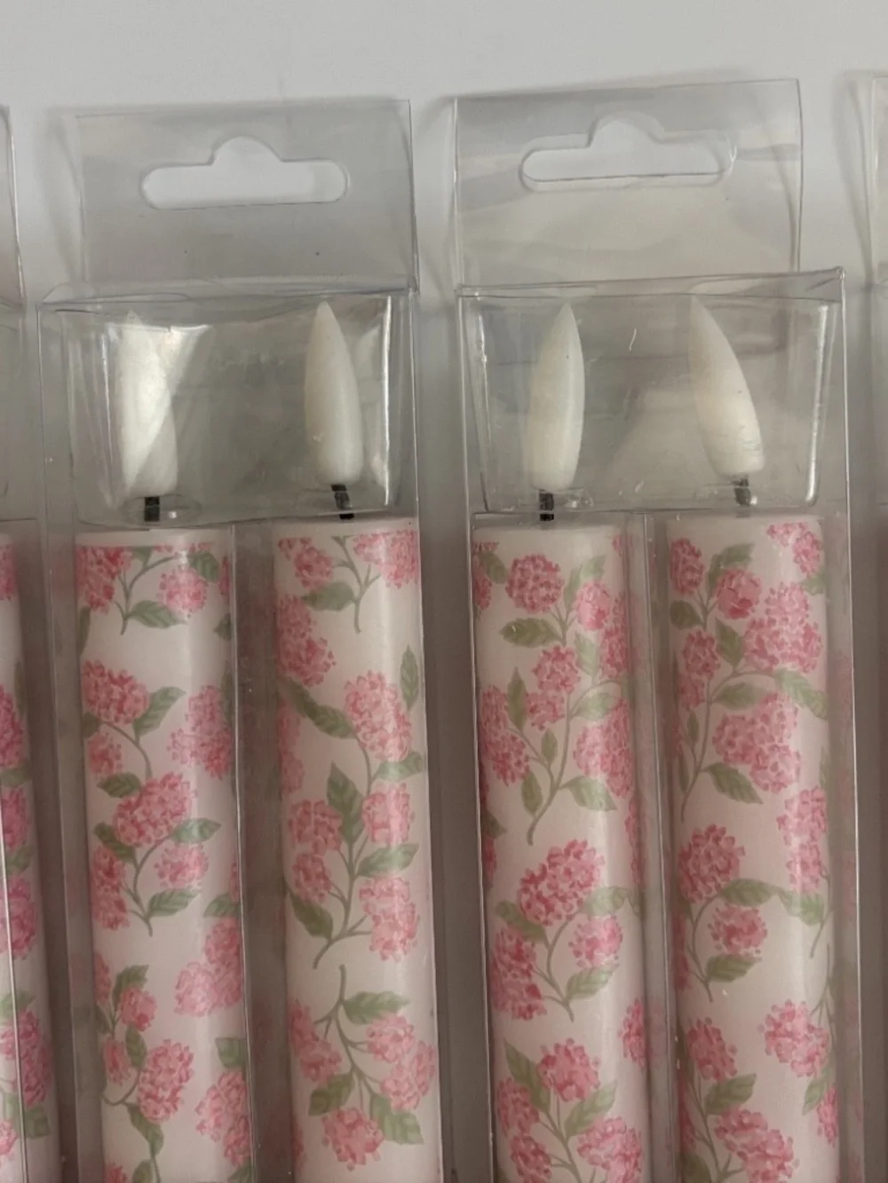 New Kirkland's Pink Hydrangea Taper Candles Timer Flameless 9 Inch (8 total)